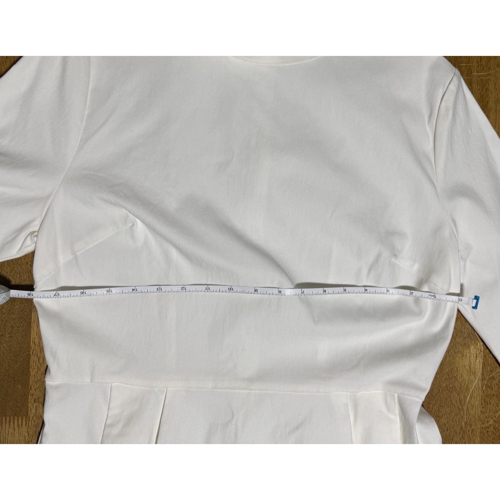 White Mock Neck Sheath Dress w Pockets Bow Detail‎ XXL NWT - Picture 12 of 13